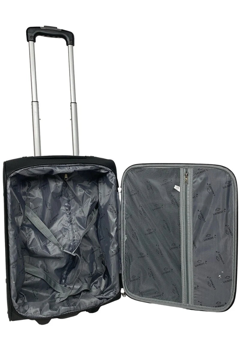 Valise cabine noire en nylon.